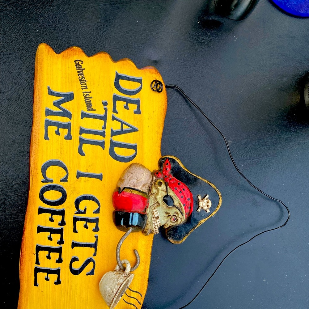 Hanging pirate coffee bar sign